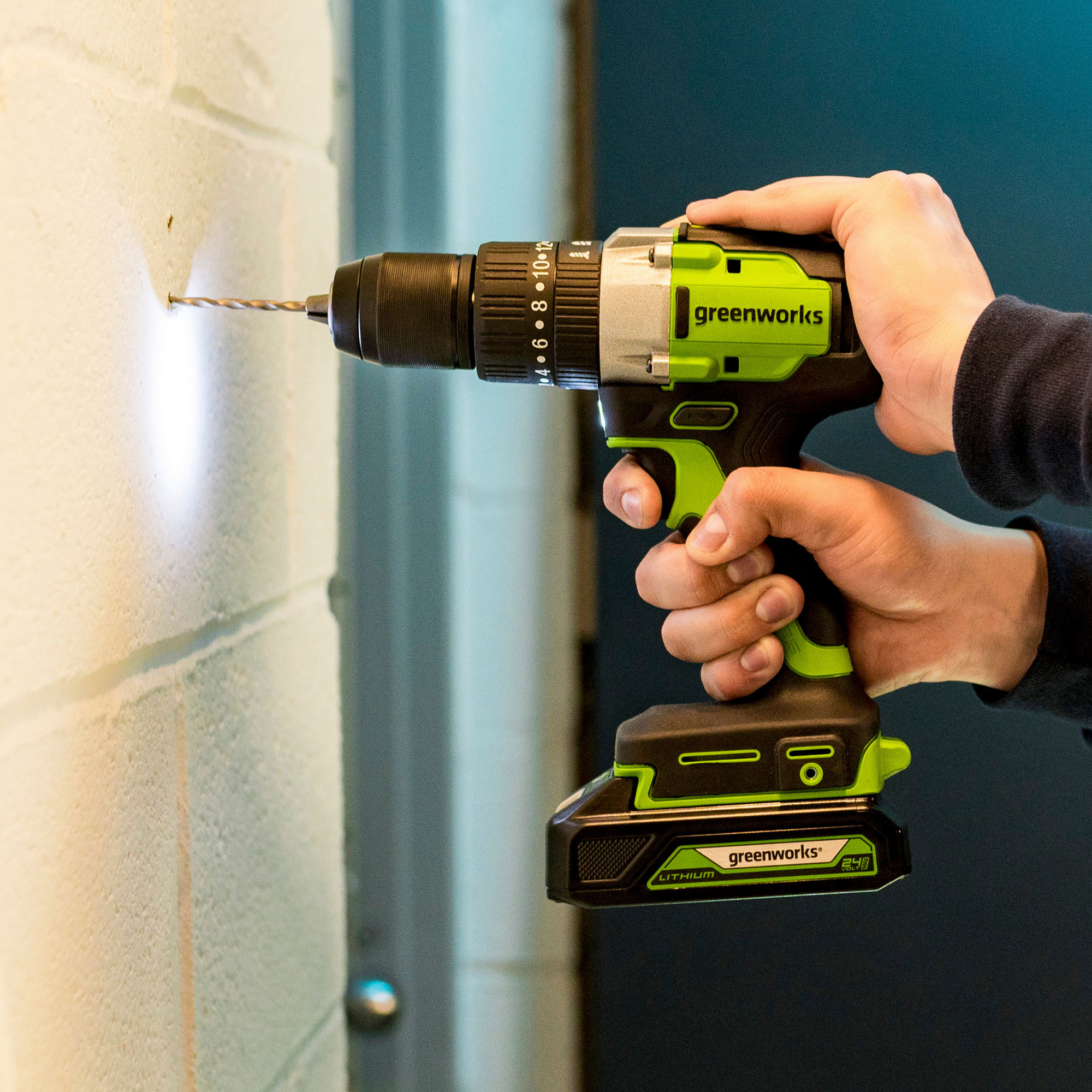 Дрель-шуруповерт ударная аккумуляторная Greenworks 24V GD24DD60 (60 Нм) 3704107, бесщёточная, без АКБ и ЗУ