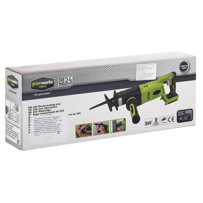 Пила сабельная аккумуляторная Greenworks 24V G24RS, без АКБ и ЗУ