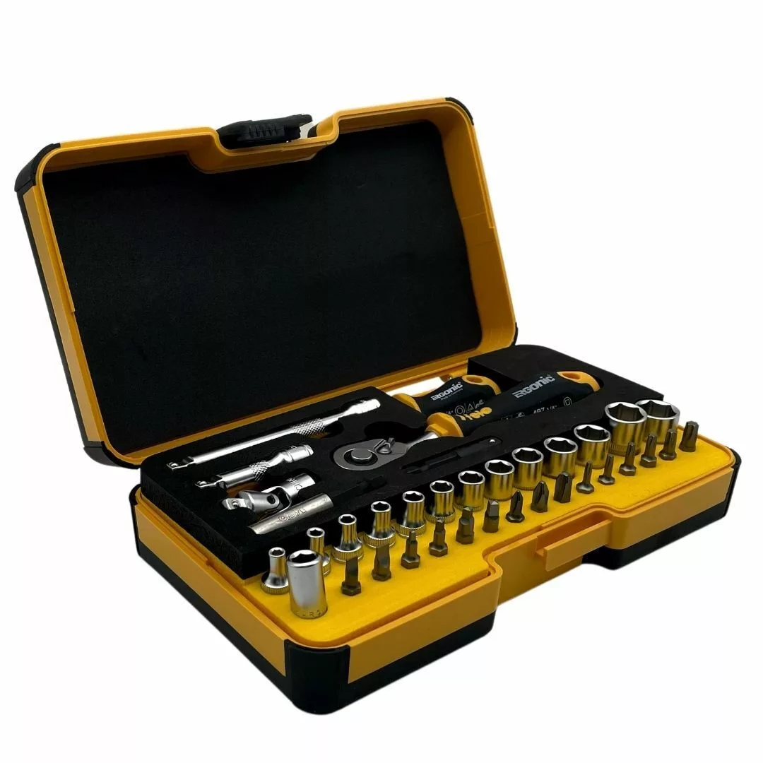 Набор бит SL/ND/PH/Tx/SQ/BH/MS с трещоткой и рукояткой ERGONIC в кейсе, 36 шт FELO 057 836 56