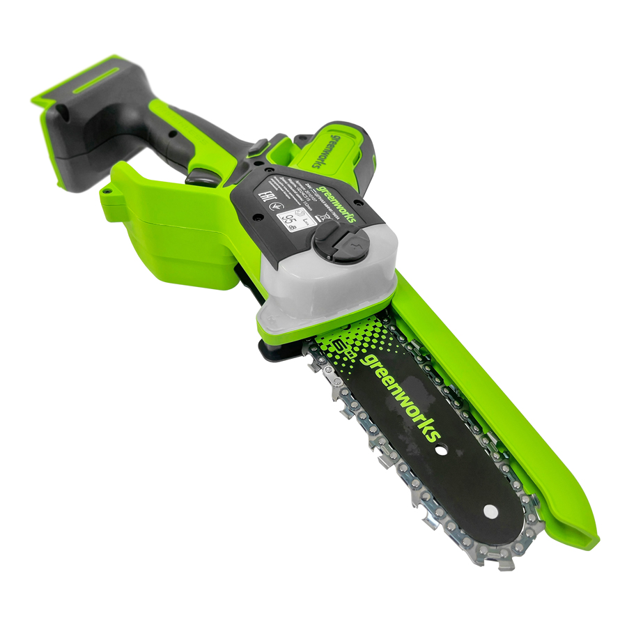 Мини-пила аккумуляторная цепная Greenworks 15 см 24V GD24CS15 2010107 с автоматической смазкой цепи, бесщёточная, без АКБ и ЗУ