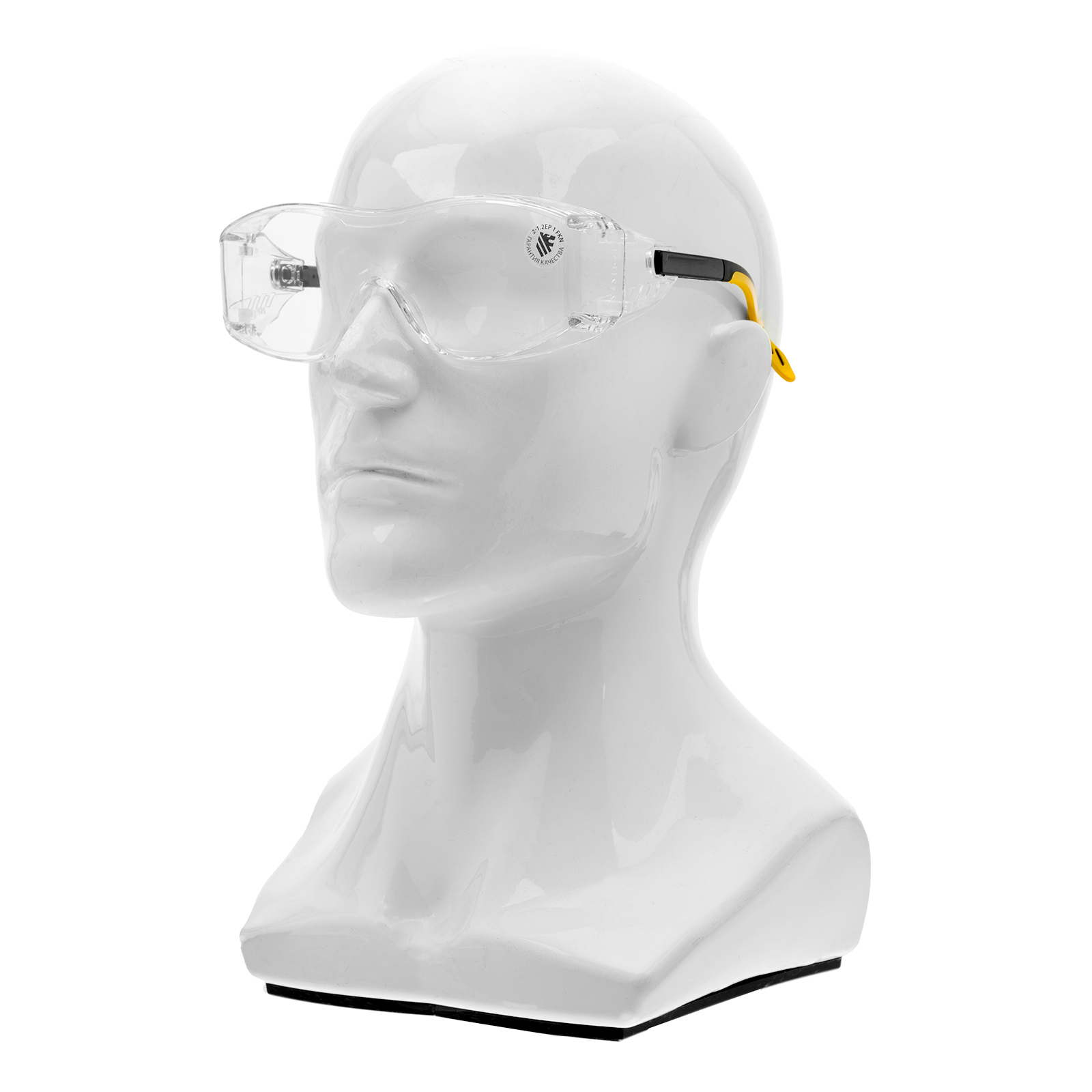 Очки защитные открытые, поликарбонатные, увеличенная прозрачная линза,  регулируемые дужки
