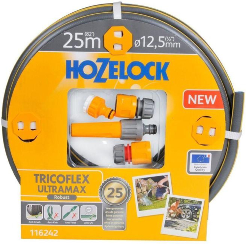 Набор для полива hozelock 116242 шланг tricoflex ultramax 1/2 25 м с коннекторами и наконечником для шланга