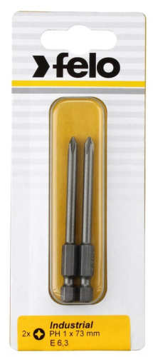 Бита крестовая серия Industrial E6,3 PH 1X73, 2 шт в блистере FELO 03201736