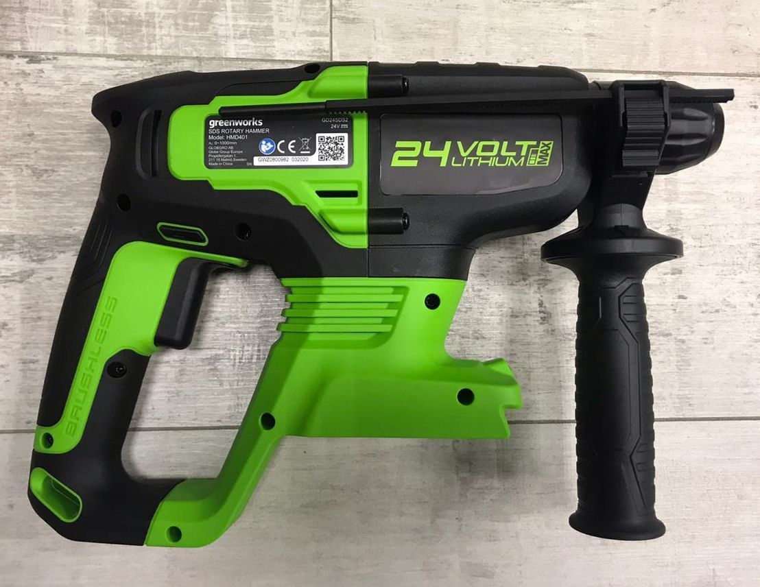 Перфоратор аккумуляторный Greenworks 24V 2 Дж GD24SDS2, бесщёточный, без АКБ и ЗУ
