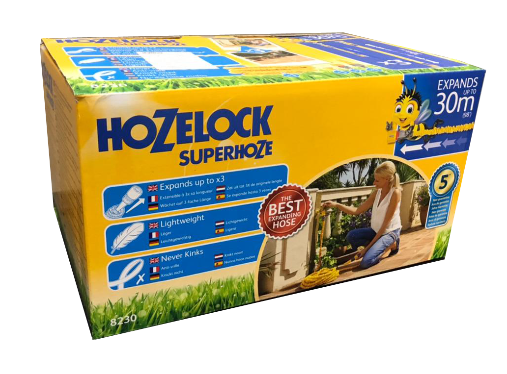 Шланг для полива HoZelock 8230 растягивающийся 30 м с коннекторами и наконечником для шланга