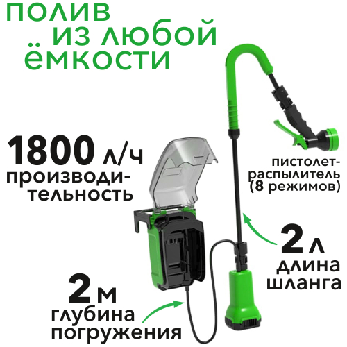 Насос для полива из бочки аккумуляторный Greenworks 24V G24SWP 3401007, без АКБ и ЗУ