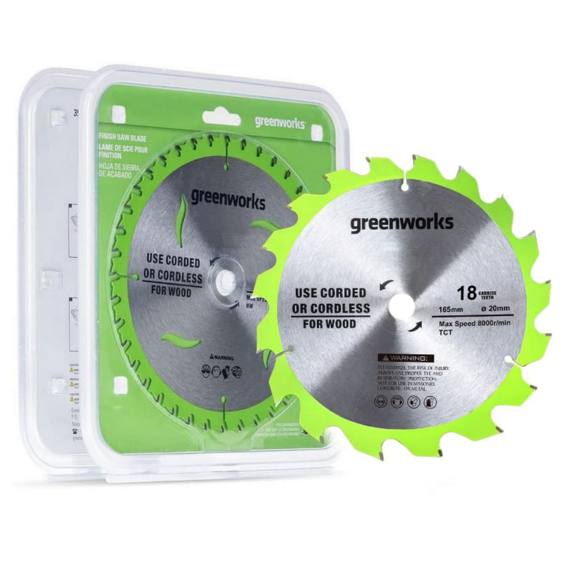 Пильный диск по дереву 165x1,6x20 мм 18T для циркулярной пилы Greenworks 24V 2955807