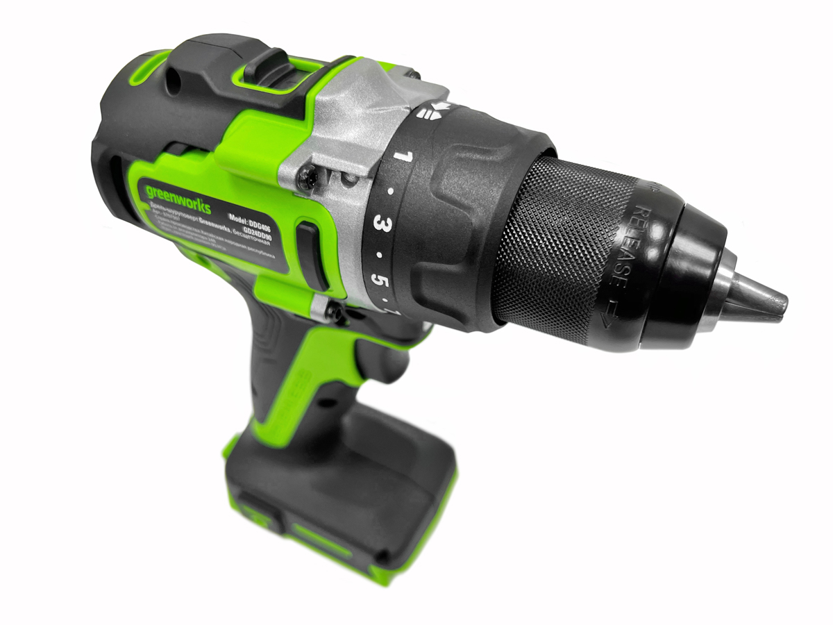 Дрель-шуруповерт аккумуляторная Greenworks 24V GD24DD90 (90 Нм) 3707507, бесщёточная, без АКБ и ЗУ