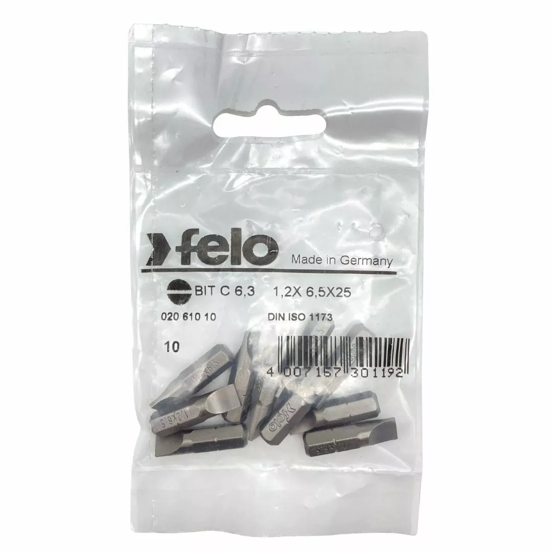Бит 1/4", SL 1,0х6,5х25, серия 020 С 6,3 10 шт. FELO 020 610 10