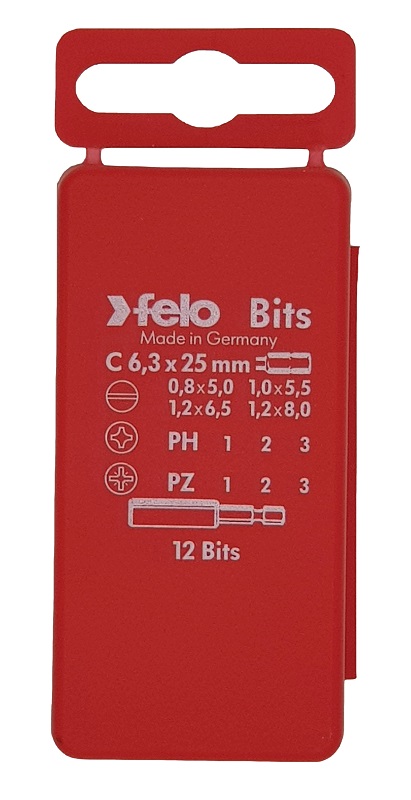 Набор бит С6,3х25 12 шт.+магнит.держ., серия 020 FELO 020 910 16