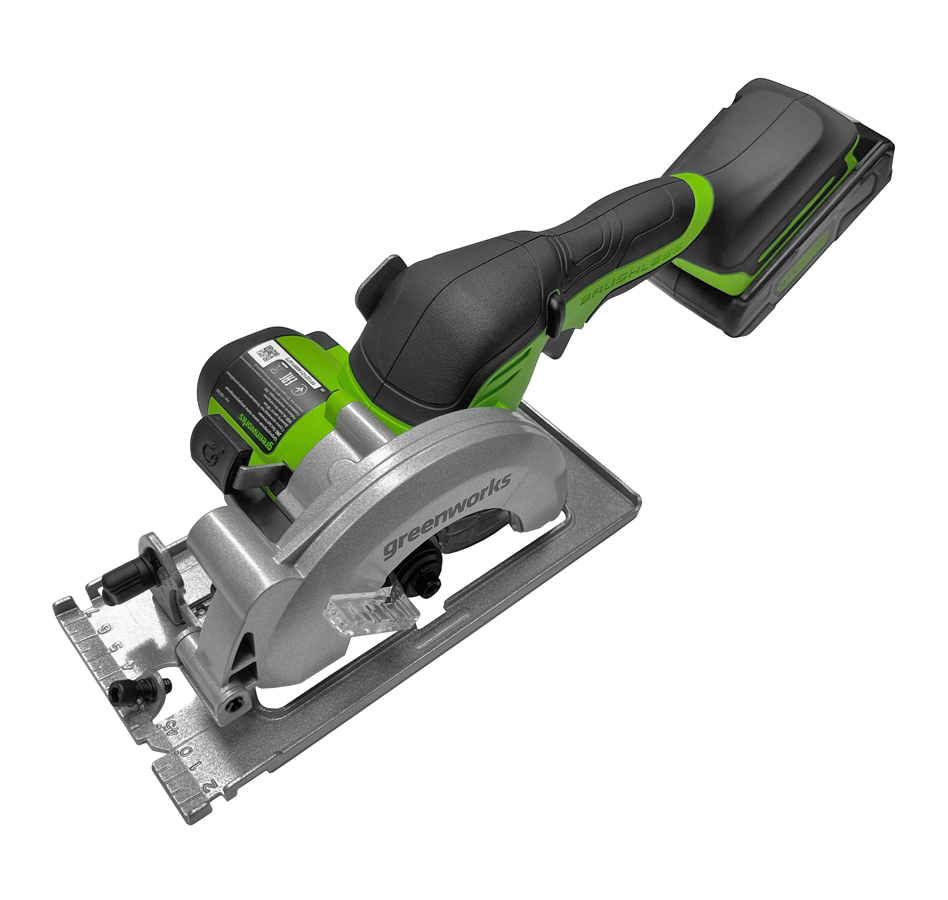 Циркулярная мини-пила 120 мм аккумуляторная Greenworks 24V G24MCS 1501207, бесщеточная, без АКБ и ЗУ