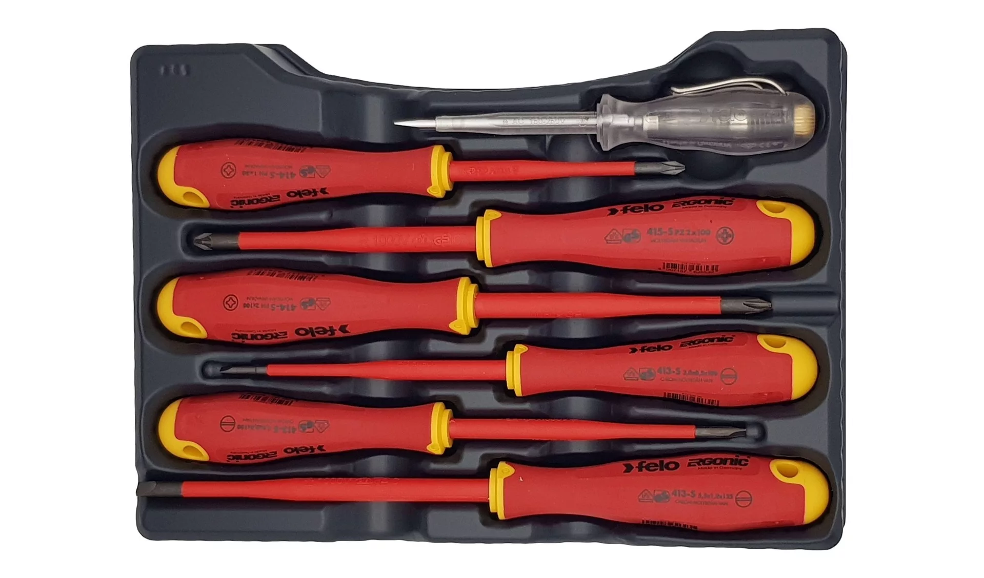 Набор отвёрток ERGONIC E-SLIM диэлектр., серия 413 7 шт. в кейсе FELO 413 807 36