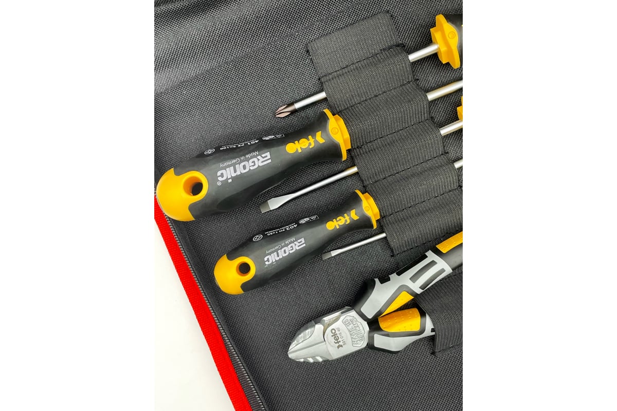 Набор отвёрток FELO Ergonic SL, PH, PZ с бокорезами 160 мм, в сумке 400 906 04