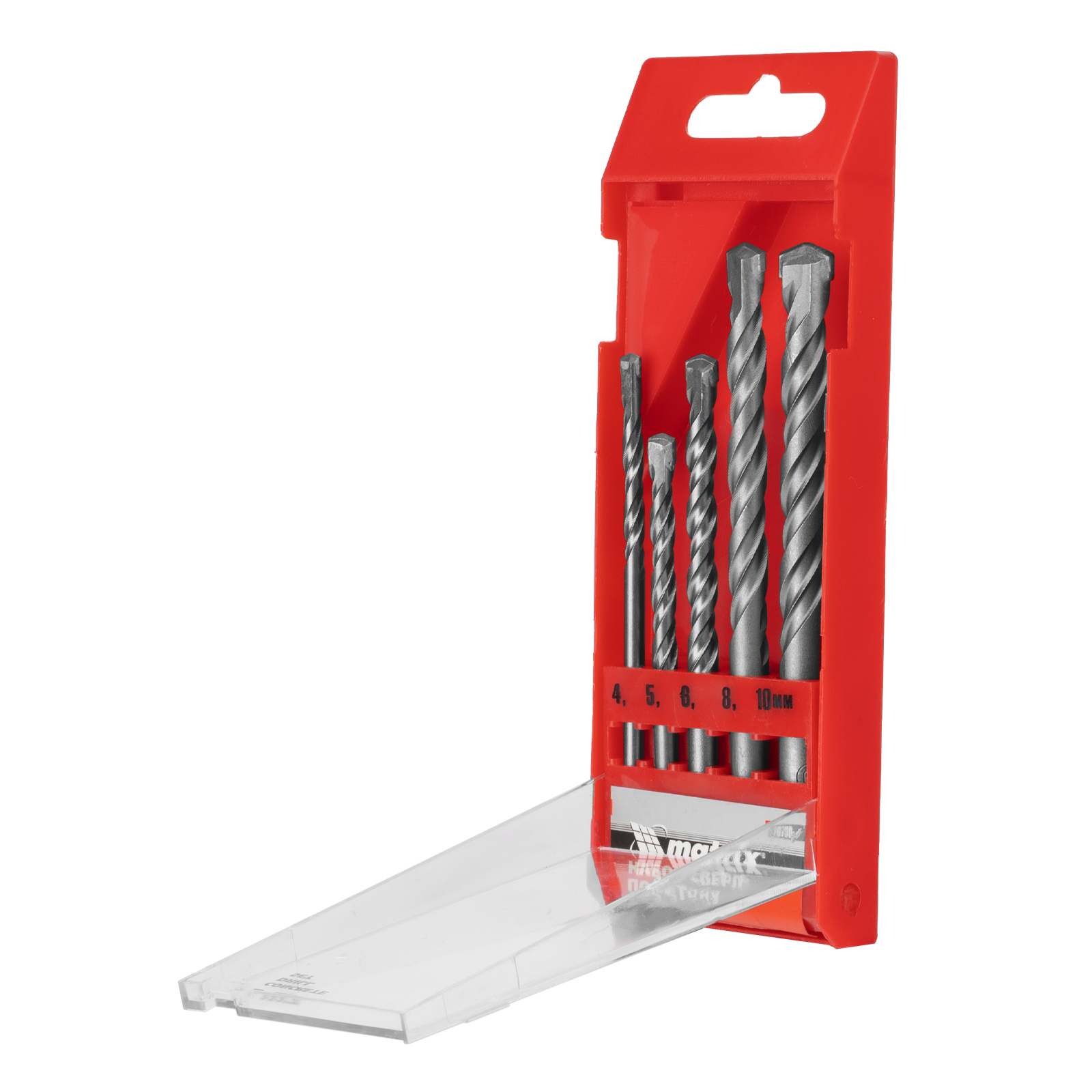 Набор свёрел по бетону, керамике, мрамору 4-5-6-8-10 мм, пластиковый кейс, Matrix, 5 шт.