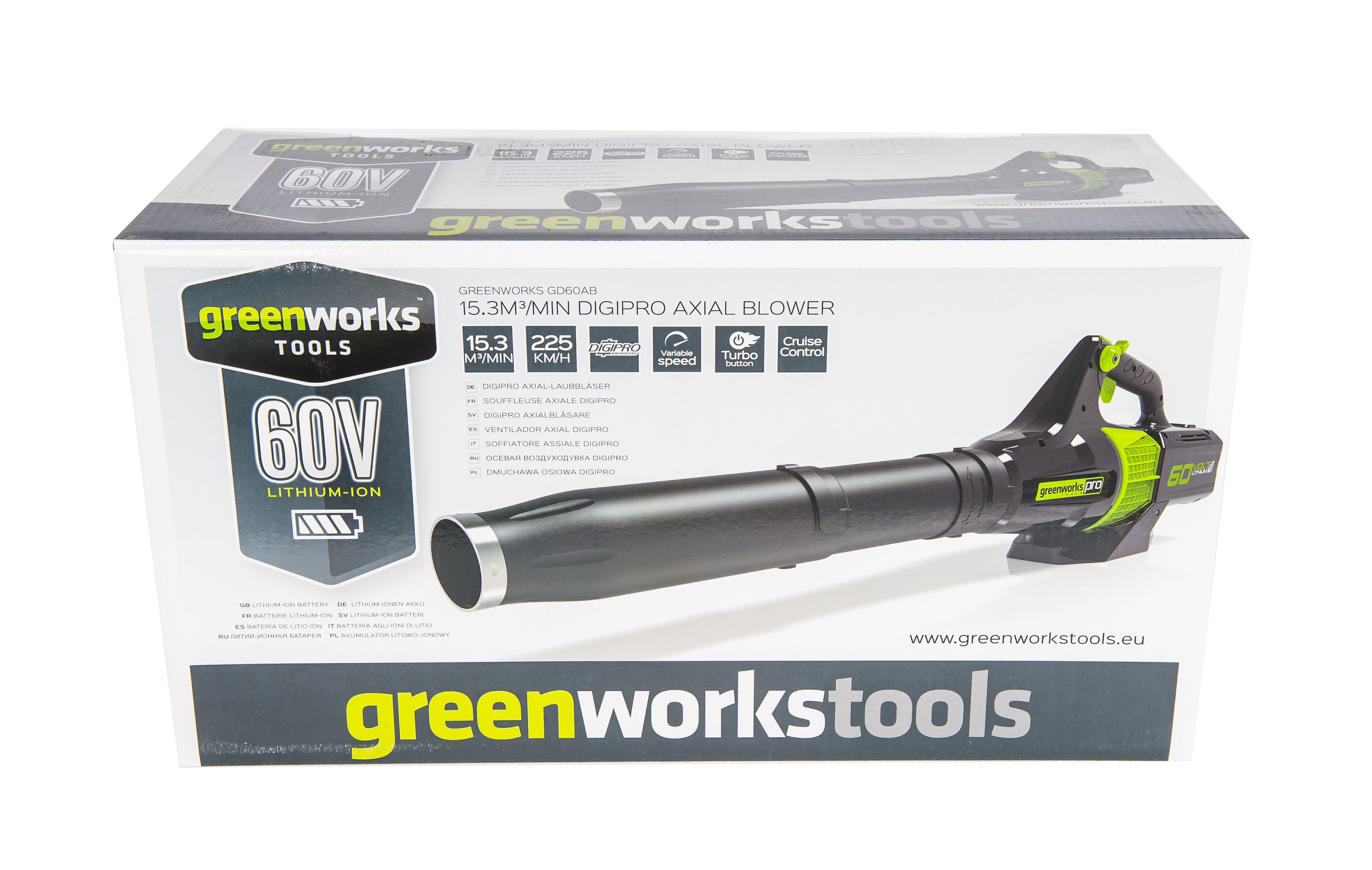 Воздуходув аккумуляторный Greenworks 60V GD60AB, бесщёточный, без АКБ и ЗУ